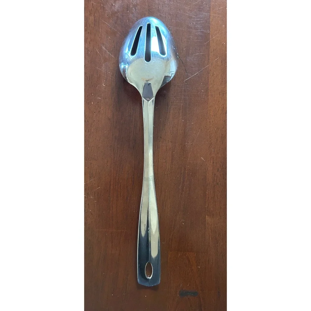 Oneida Slotted Spoon Stainless Steel 10in Silver Good Modern‎ Kitchenware